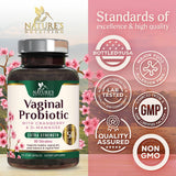 Nature's Nutrition Vaginal Probiotic capsules on a wooden surface