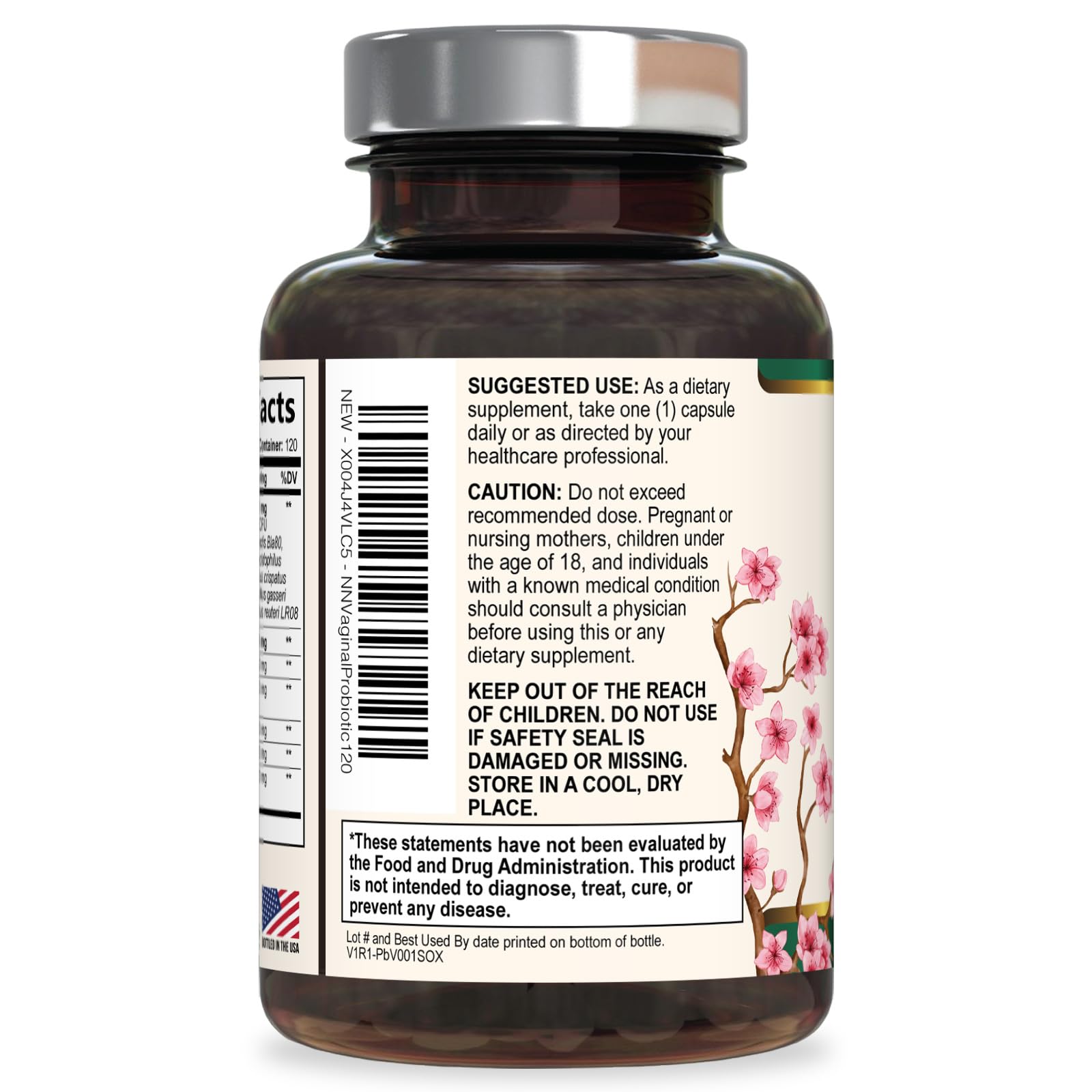 Nature's Nutrition Vaginal Probiotic capsules with a glass of water