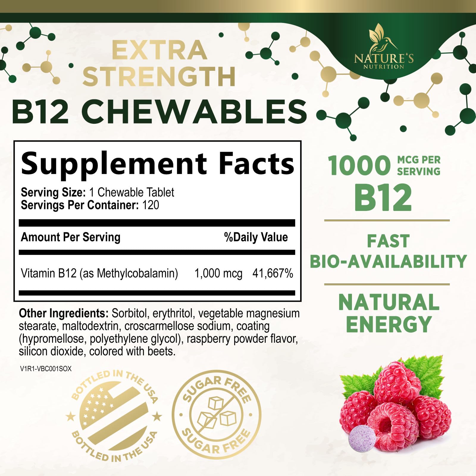 Nature's Nutrition Vitamin B12 Chewable Tablets packaging