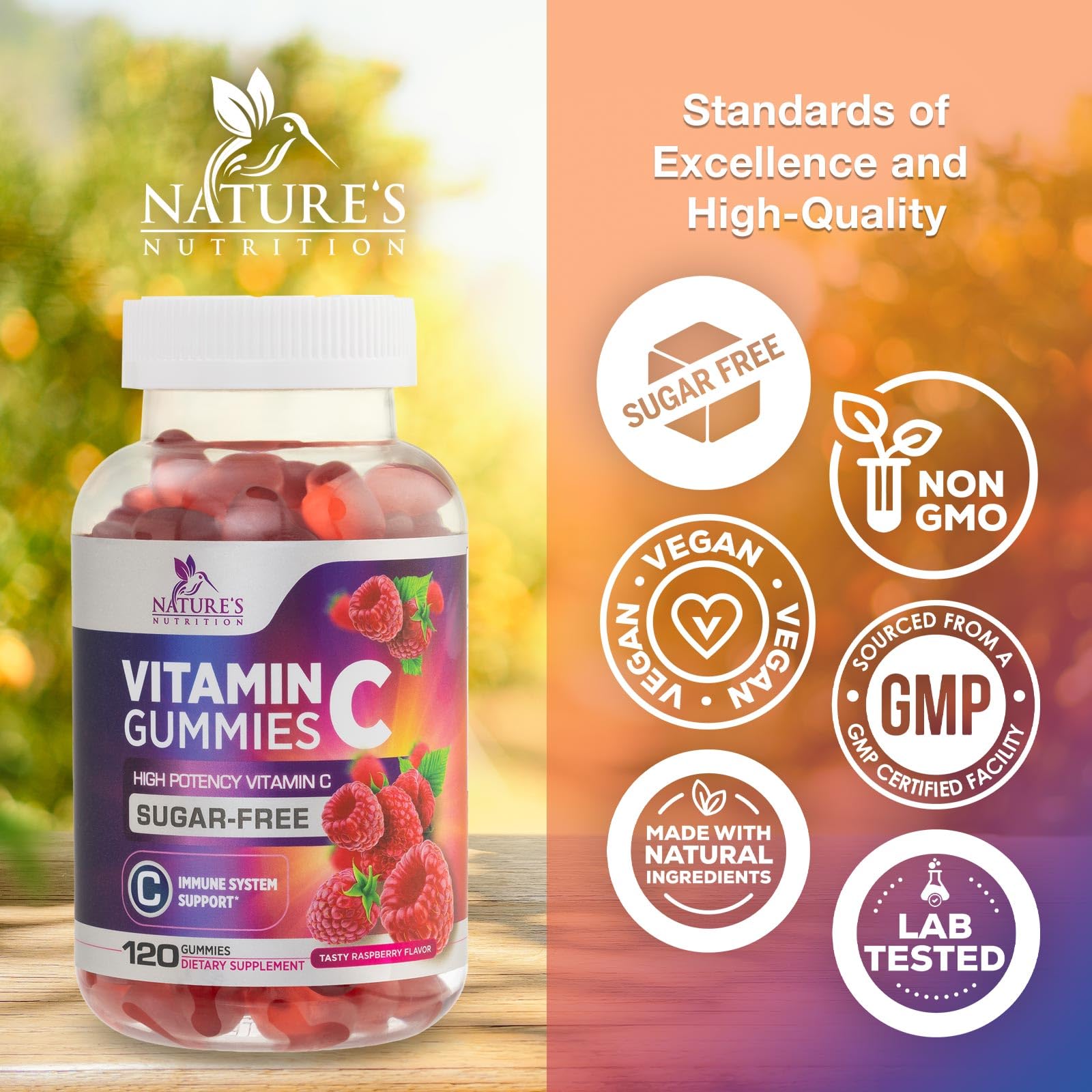 Nature's Nutrition Vitamin C Gummies close-up