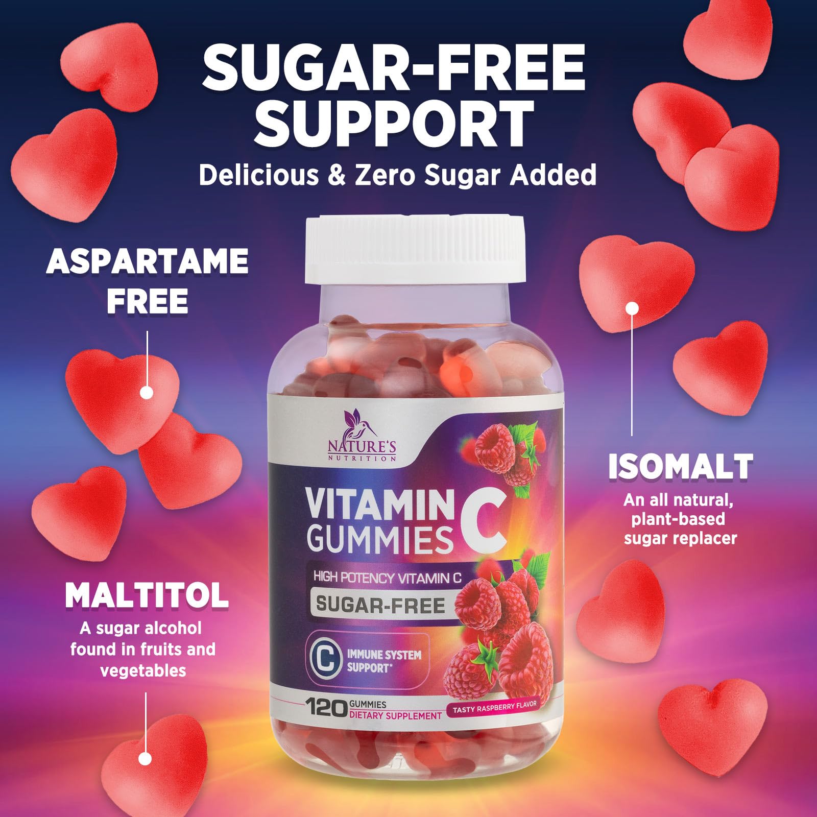 Nature's Nutrition Vitamin C Gummies in a bowl