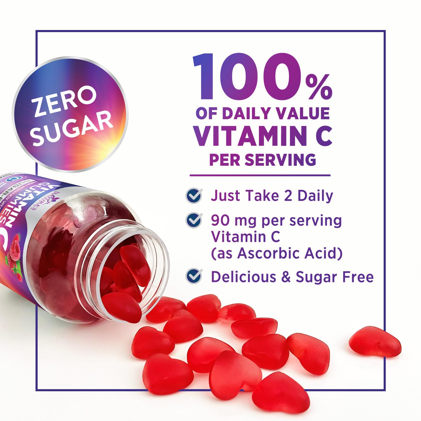 Nature's Nutrition Vitamin C Gummies on a table