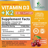 Nature's Nutrition Vitamin D3 K2 Chewables back view packaging