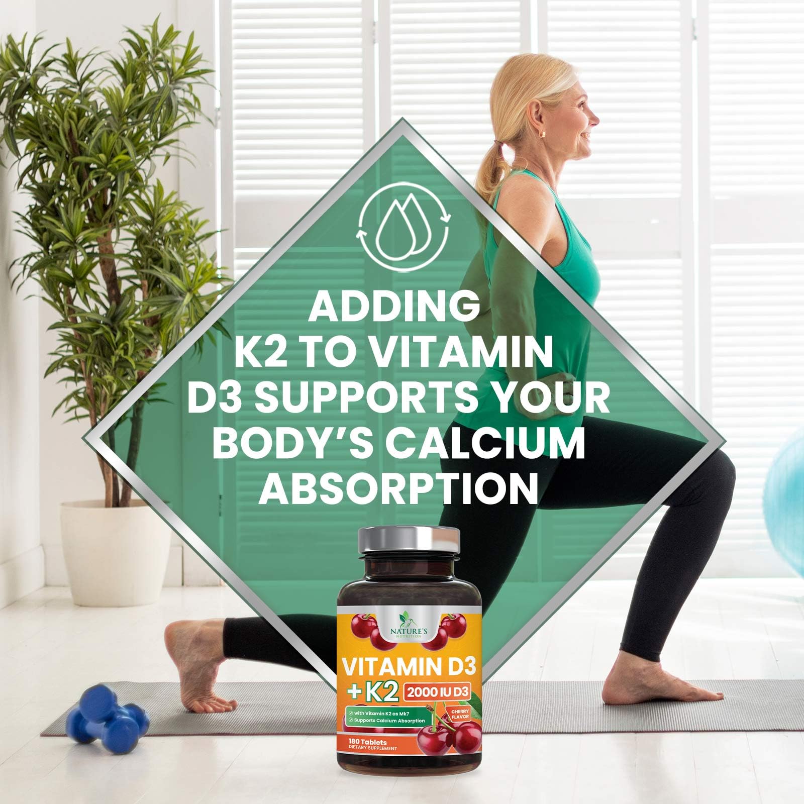 Nature's Nutrition Vitamin D3 K2 Chewables in hand