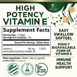 Nature's Nutrition Vitamin E Softgels 180mg back view