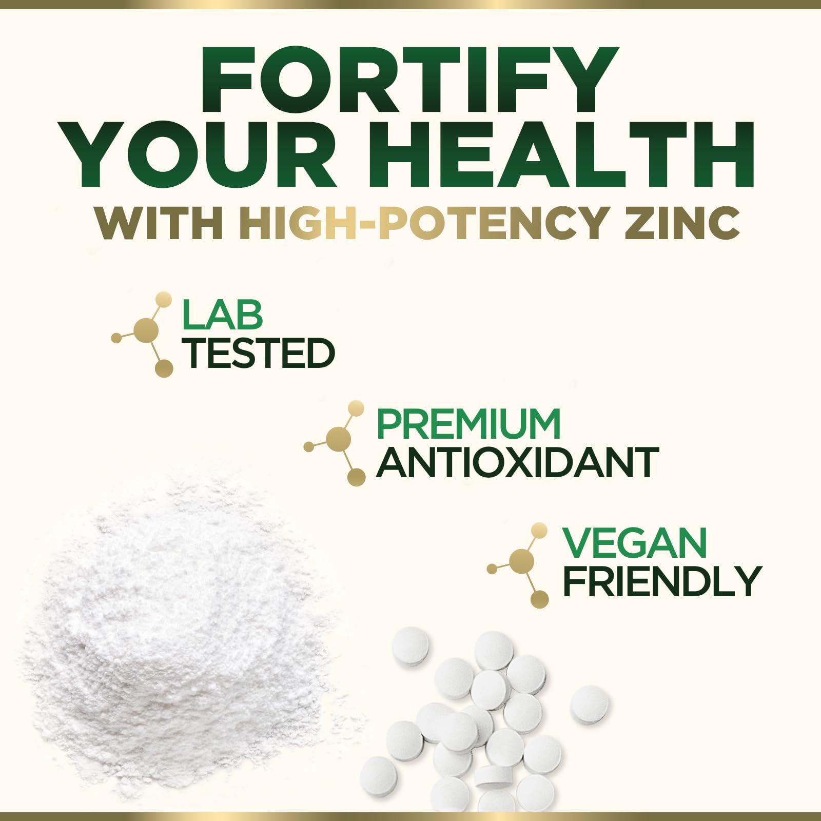 Nature's Nutrition Zinc 40mg Tablets on a wooden table