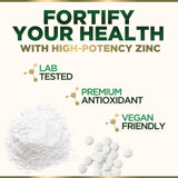 Nature's Nutrition Zinc 40mg Tablets on a wooden table