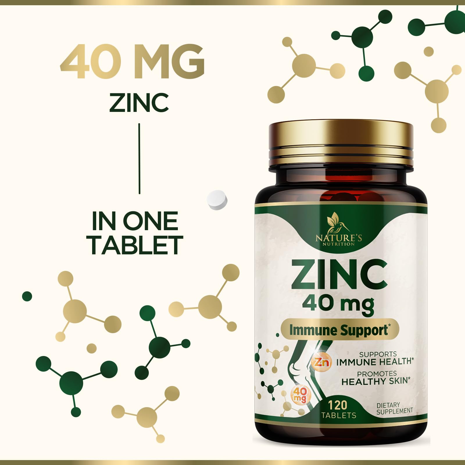 Nature's Nutrition Zinc 40mg Tablets with a glass of water