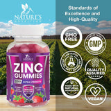 Nature's Nutrition Zinc Gummies displayed with fresh raspberries