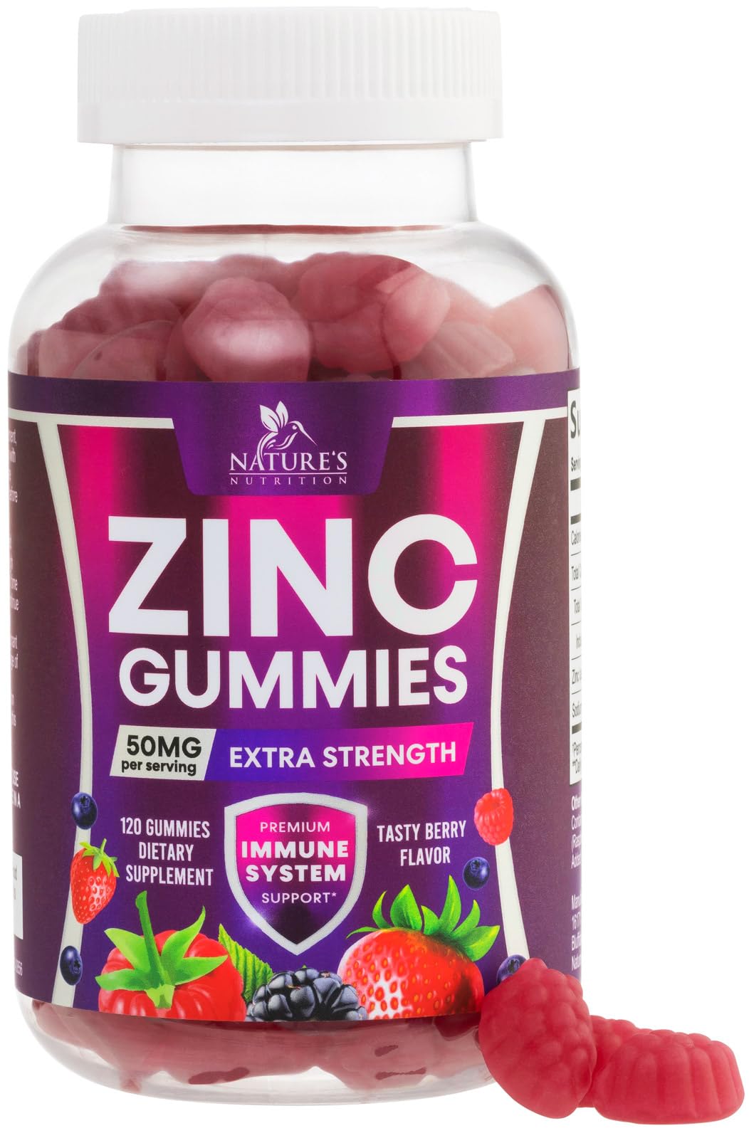 Nature's Nutrition Zinc Gummies front view with packaging