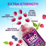 Nature's Nutrition Zinc Gummies side view showing nutritional information