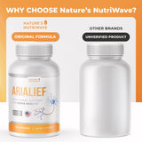 Nature’s NutriWave Arialief Daily Wellness Capsules on a wooden table