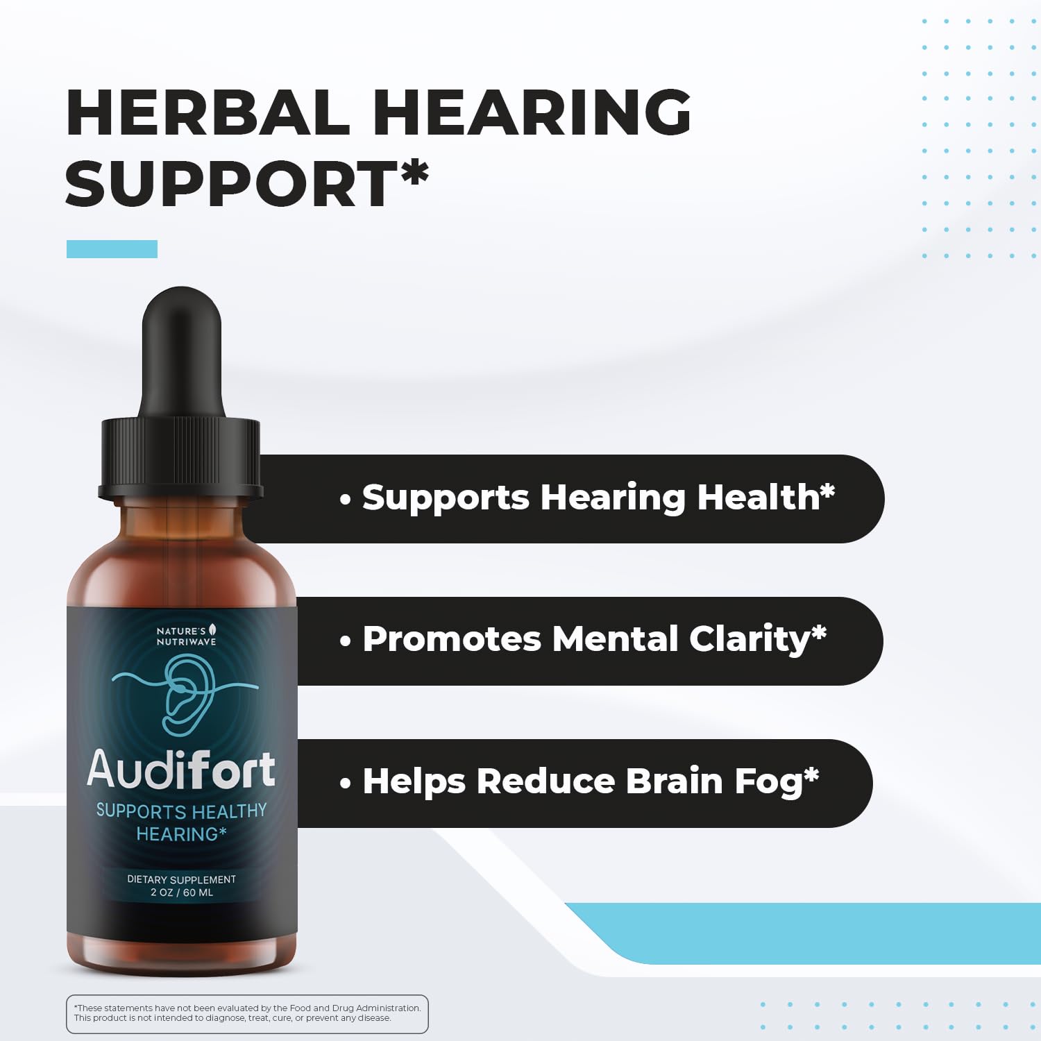 Nature’s NutriWave Audifort Herbal Liquid Supplement back view