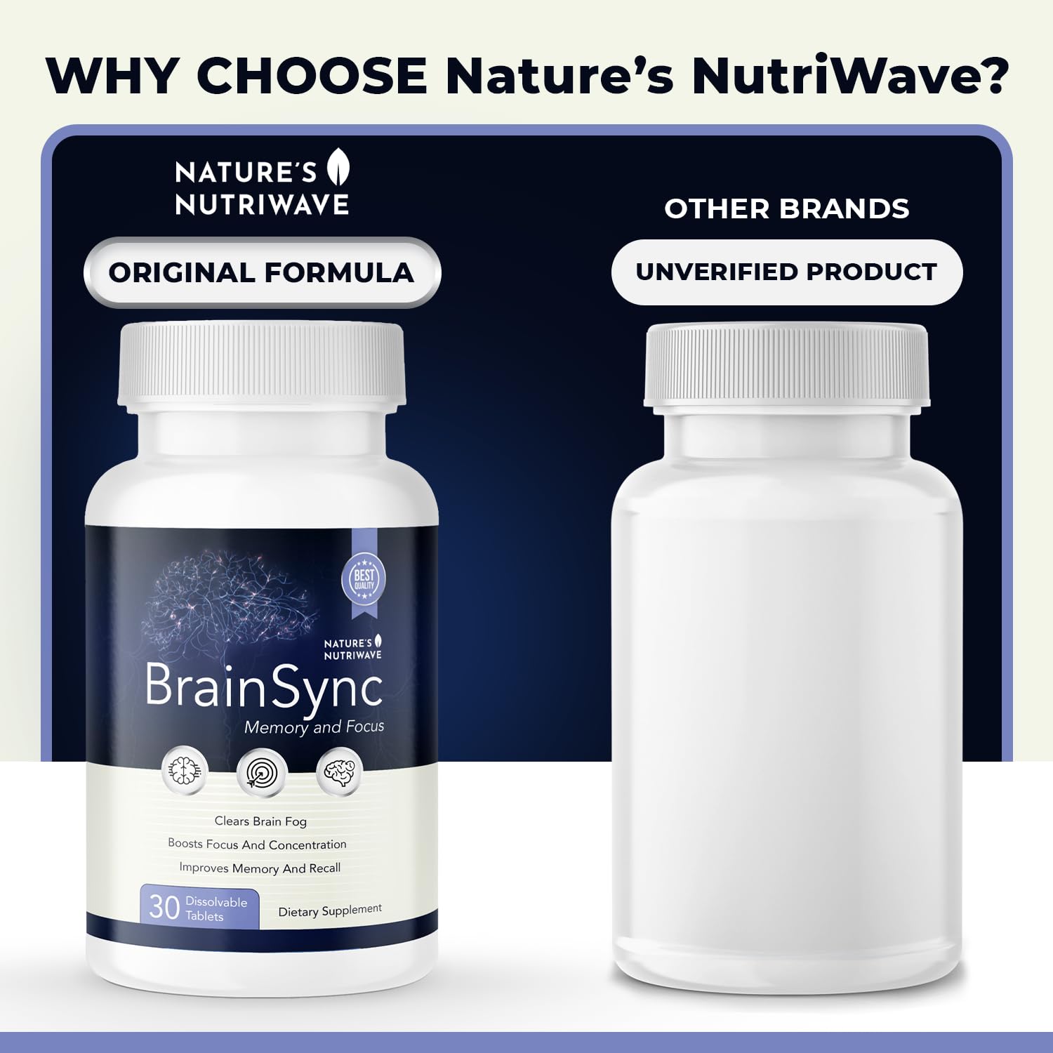 Nature’s NutriWave BrainSync supplement on a kitchen counter
