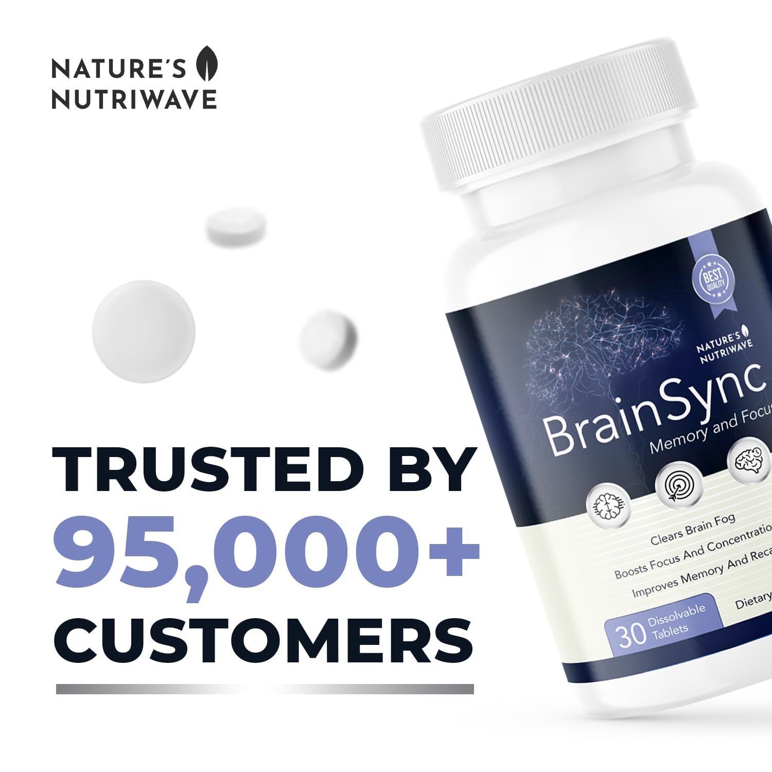 Nature’s NutriWave BrainSync supplement side view with ingredients