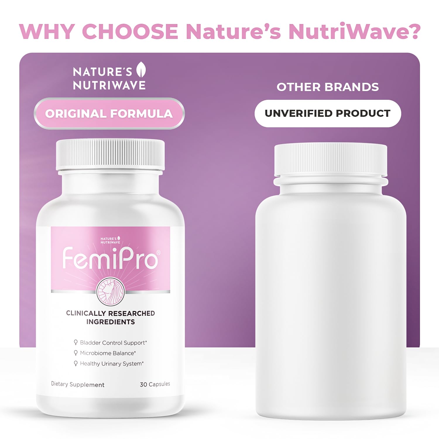 Nature’s NutriWave FemiPro Bladder Control Supplement packaging details