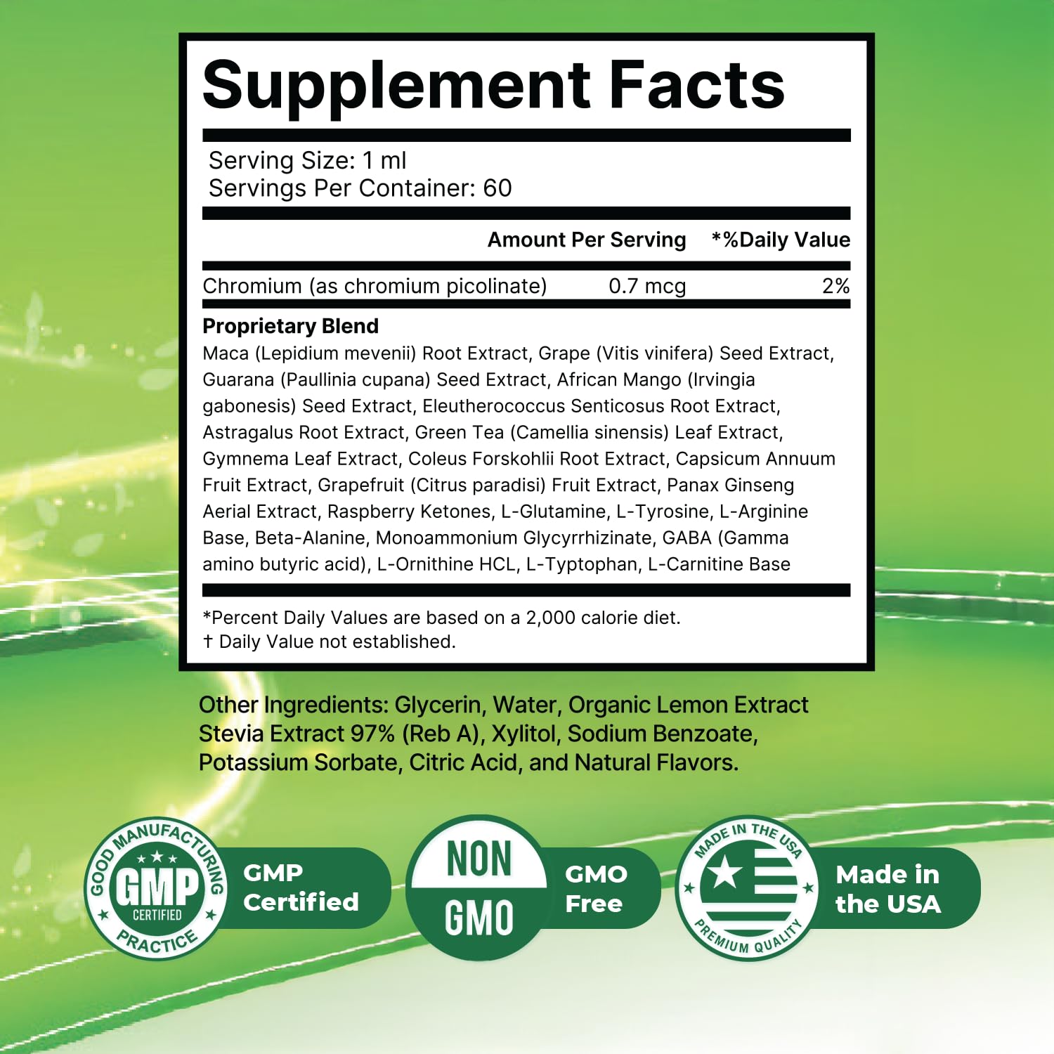 Nature’s NutriWave Flash Burn ingredients list on packaging