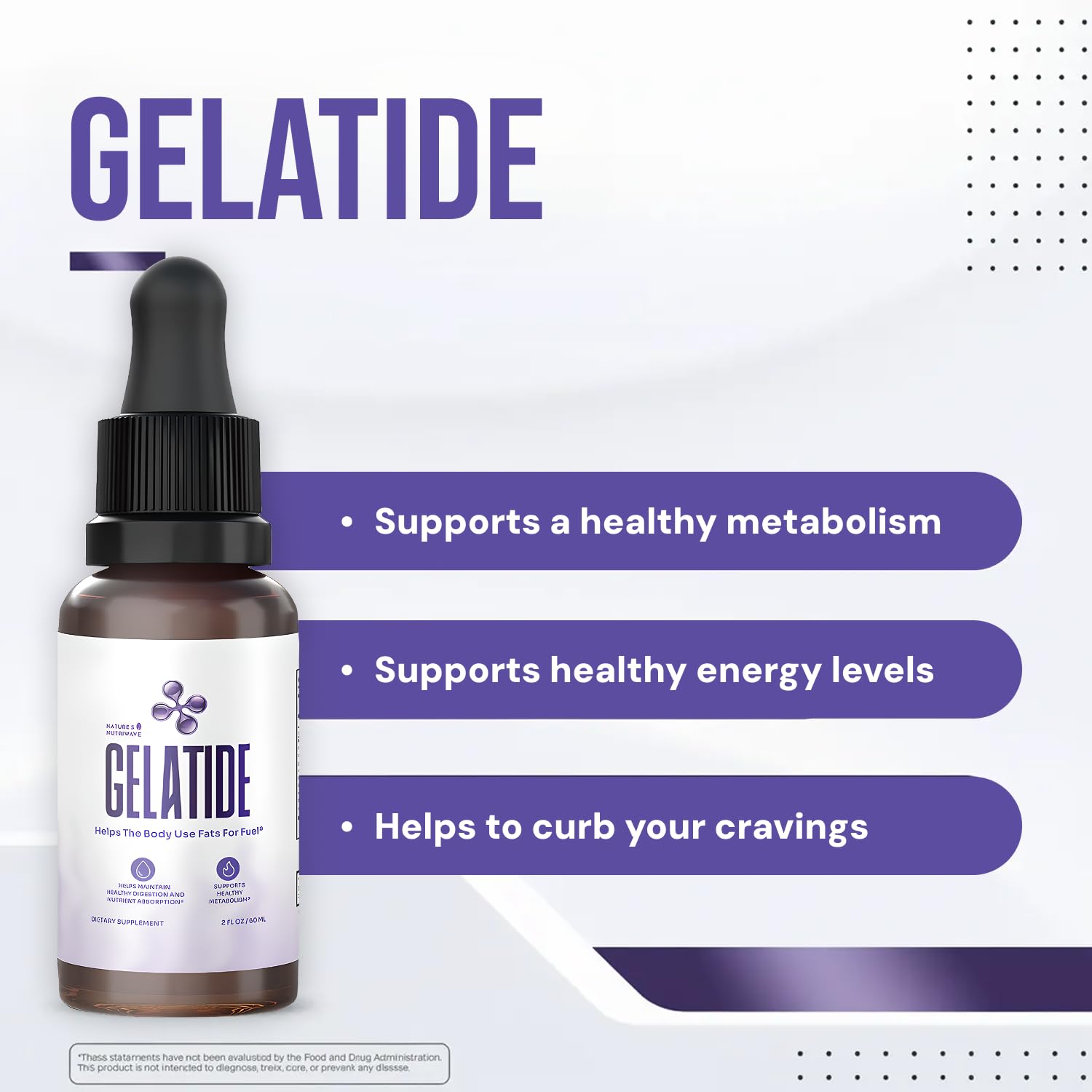 Nature’s NutriWave GELATIDE dropper bottle with liquid inside