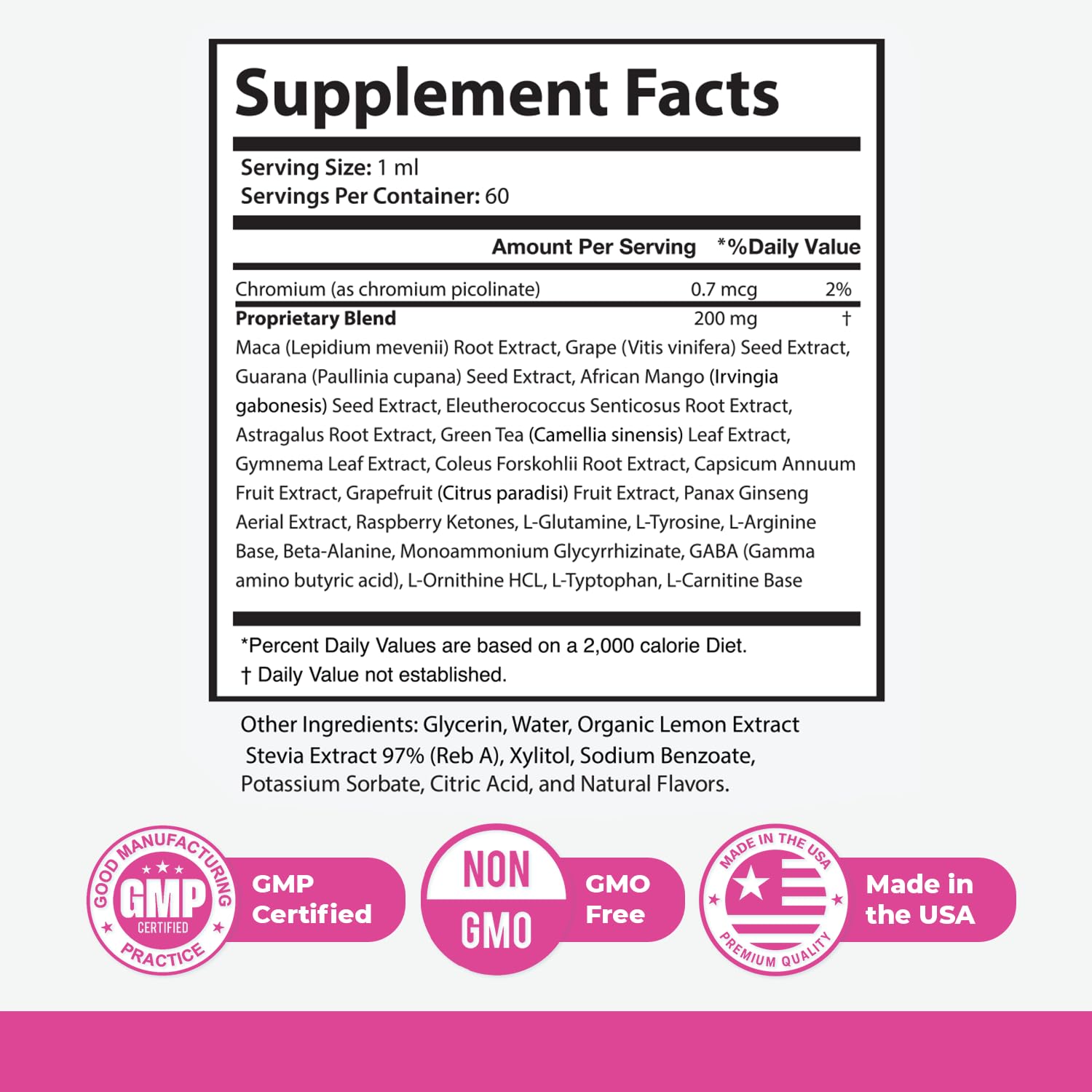Nature’s NutriWave Gelatine Sculpt liquid supplement ingredients list