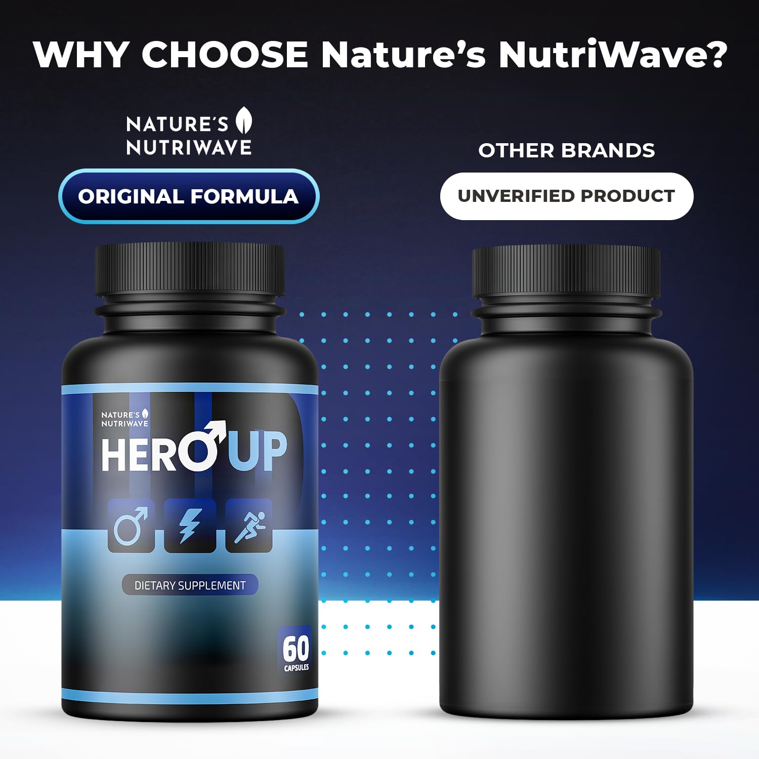 Nature’s NutriWave HeroUP Sleep Supplement capsules in hand