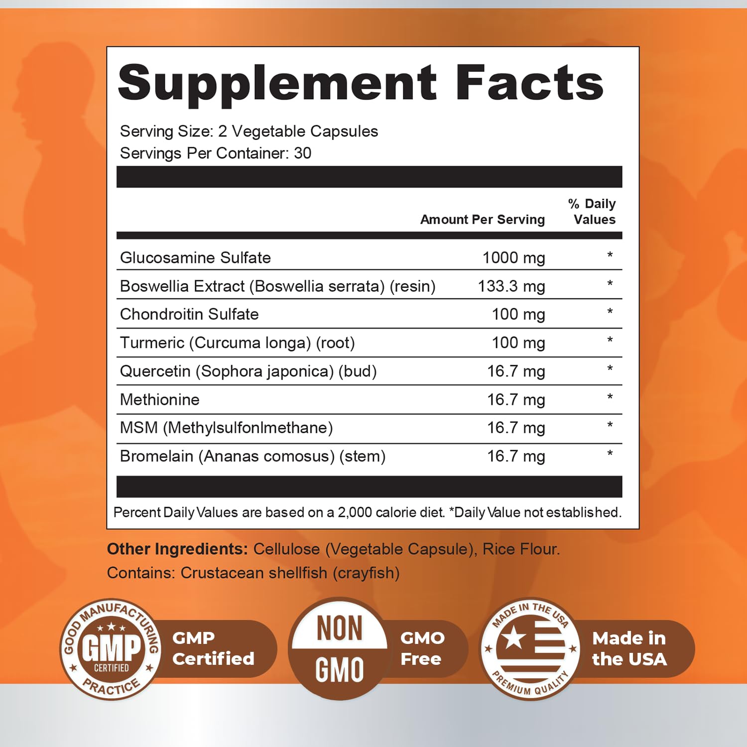 Nature’s NutriWave Joint Support Blend 60 Capsules back view
