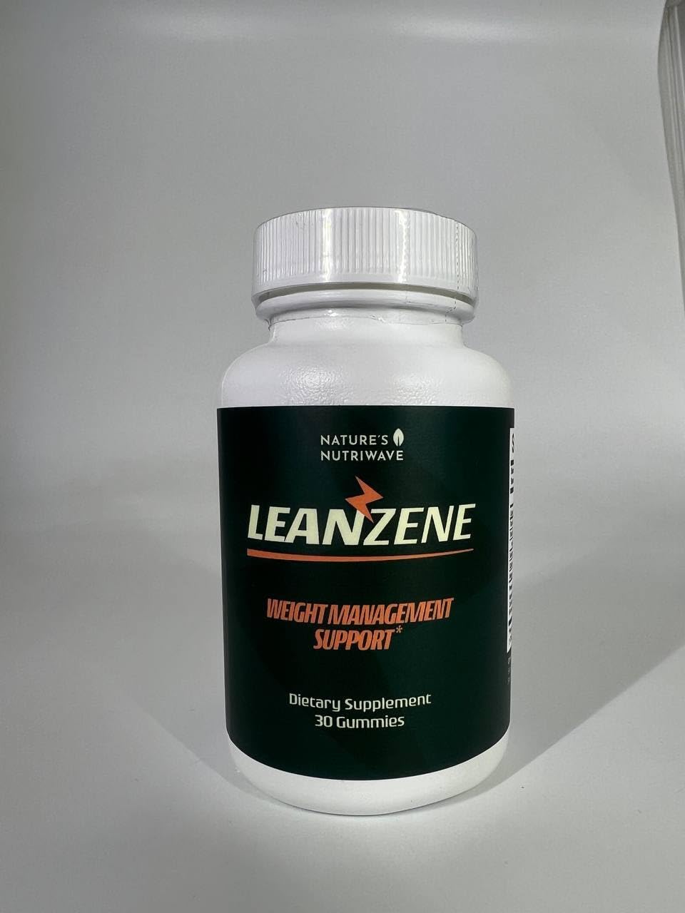 Nature’s NutriWave Leanzene gummies on a wooden table