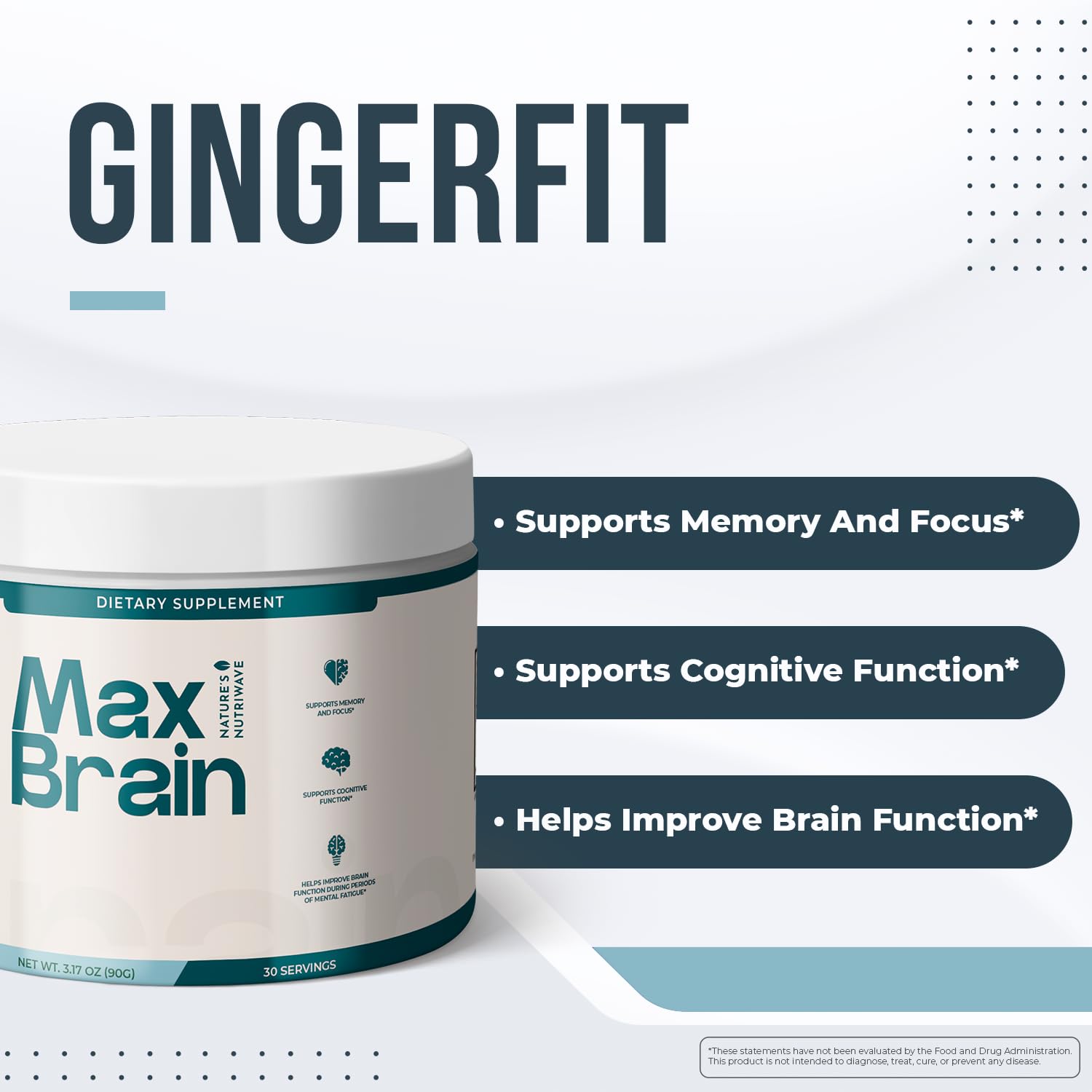 Nature’s NutriWave Max Brain powder scoop with water