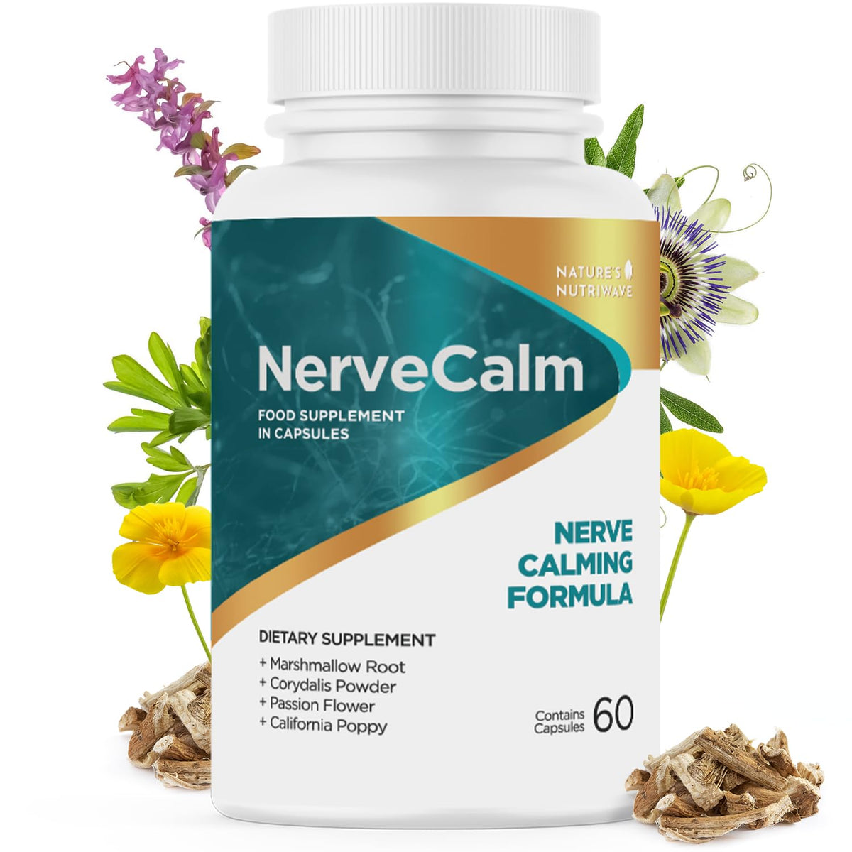 Nature’s NutriWave NerveCalm 60 vegan capsules front view