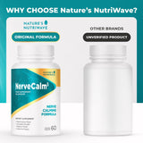 Nature’s NutriWave NerveCalm capsules on a wooden surface