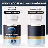 Nature’s NutriWave Neuro Sharp capsules on a wooden table