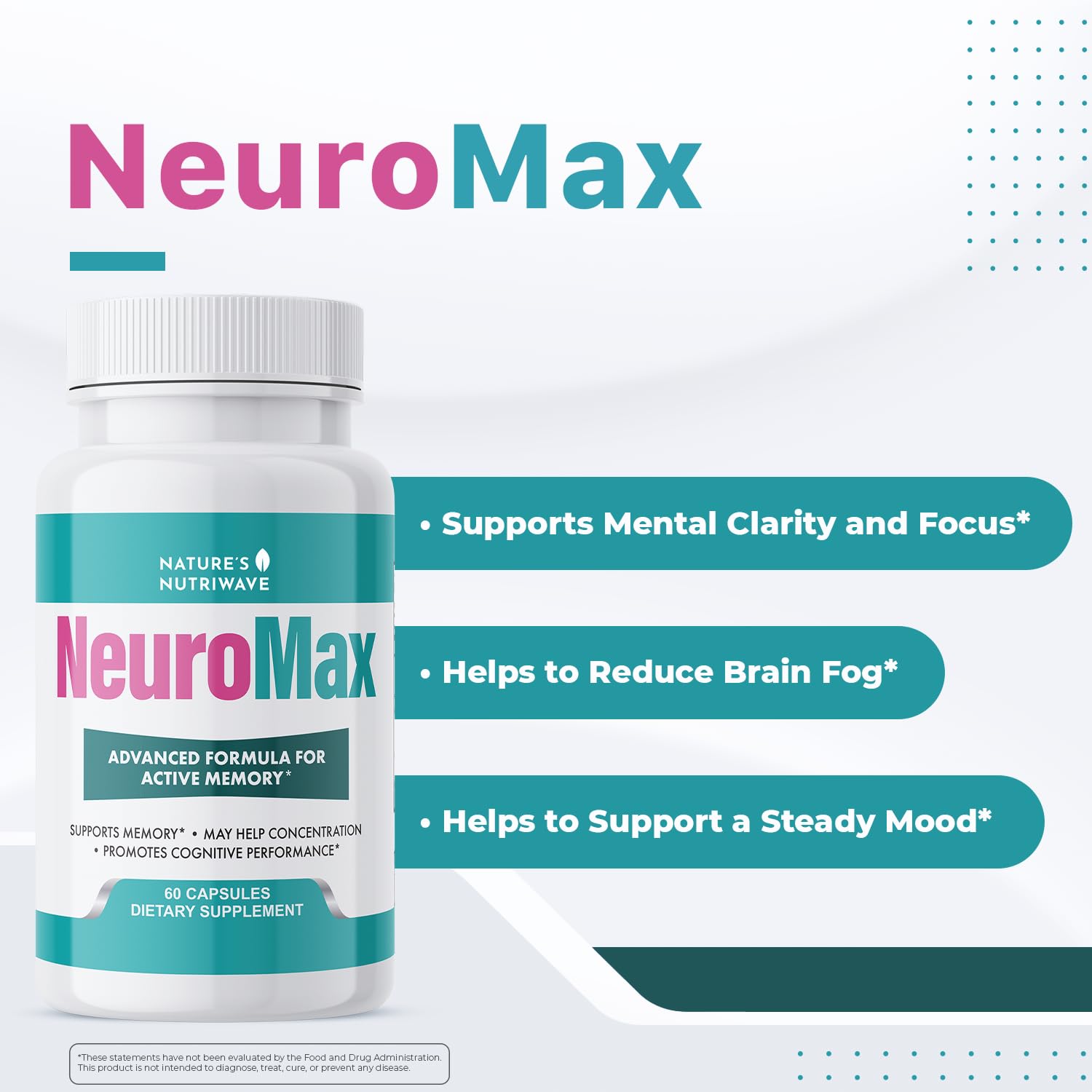 Nature’s NutriWave NeuroMax Herbal Supplement capsules close-up