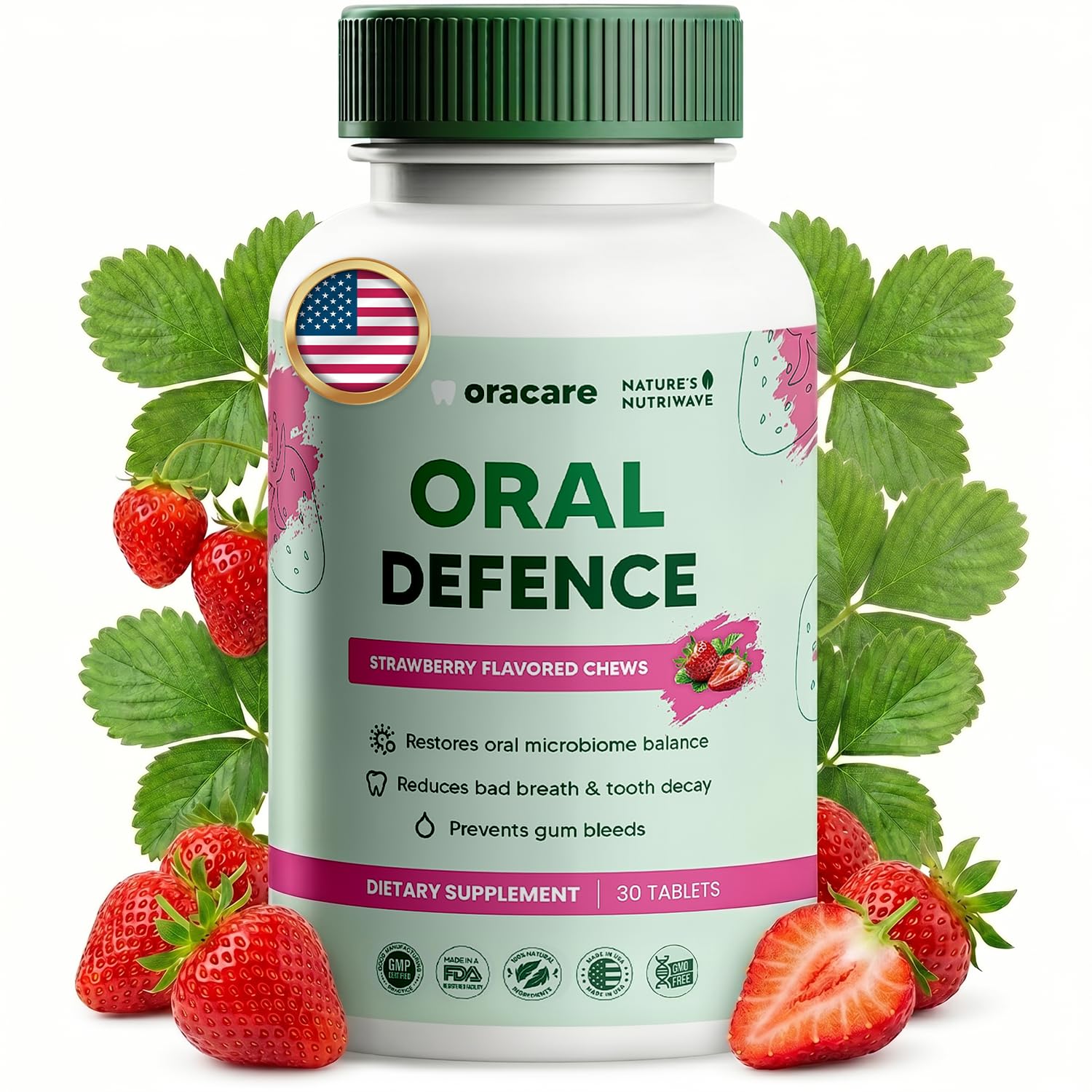 Nature’s NutriWave Oracare Multi-Enzyme Probiotic Tablets front view