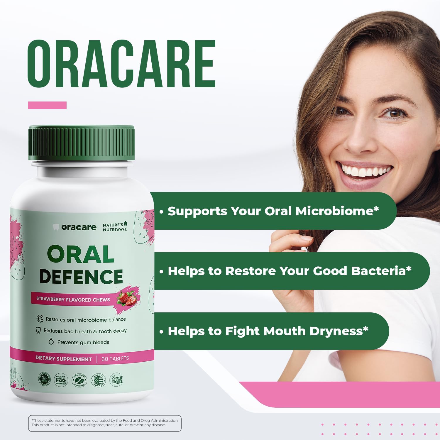 Nature’s NutriWave Oracare Multi-Enzyme Probiotic Tablets side view
