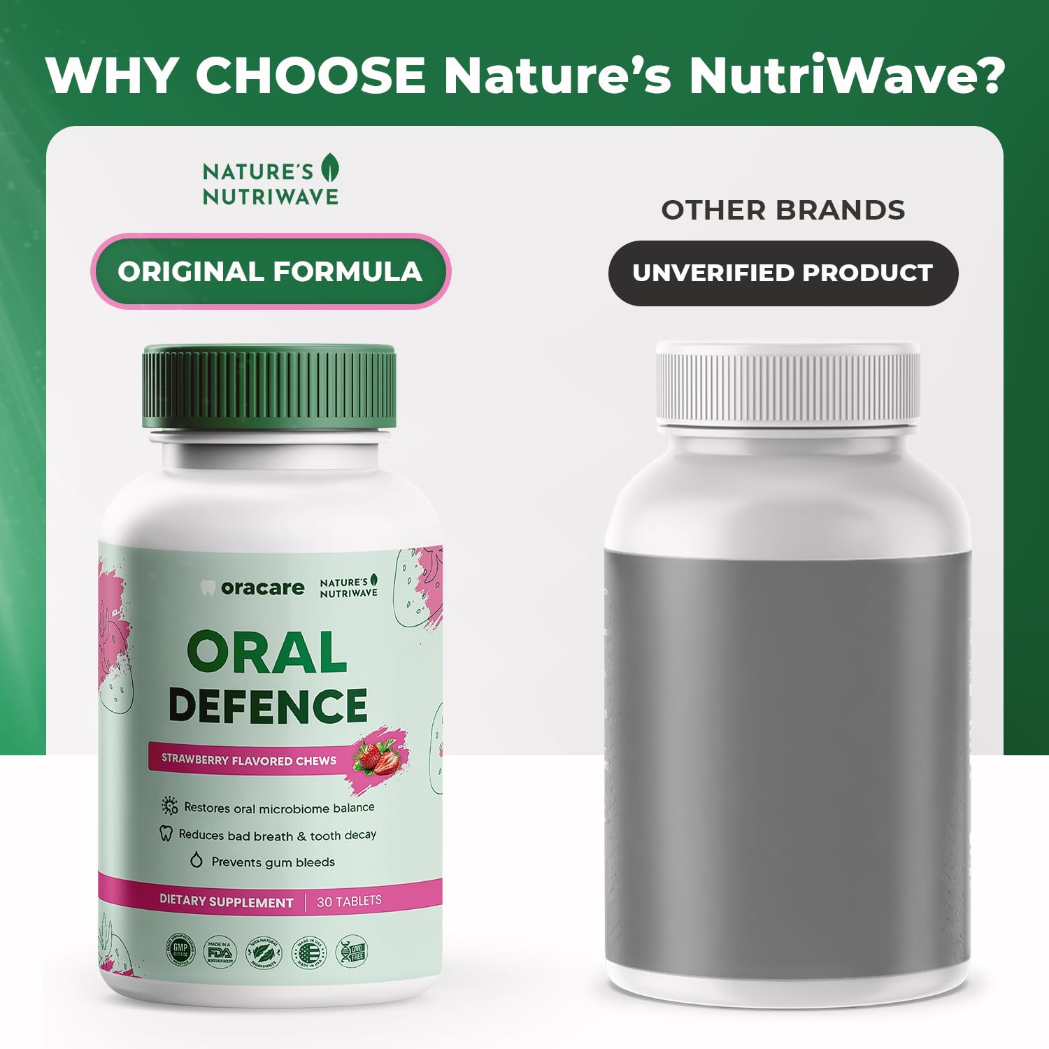 Nature’s NutriWave Oracare Multi-Enzyme Probiotic Tablets with a glass of water
