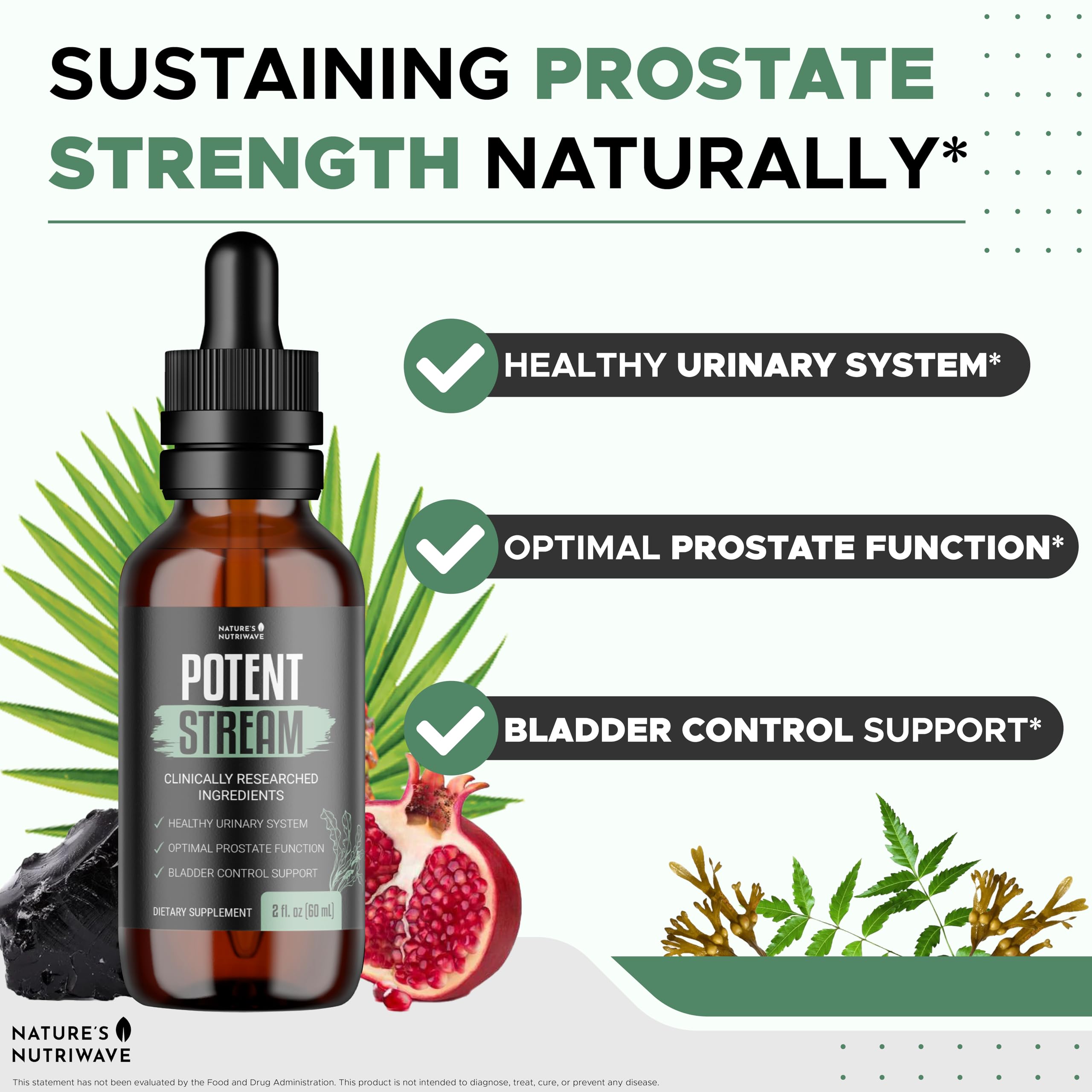 Nature’s NutriWave PotentStream Saw Palmetto 222g dropper
