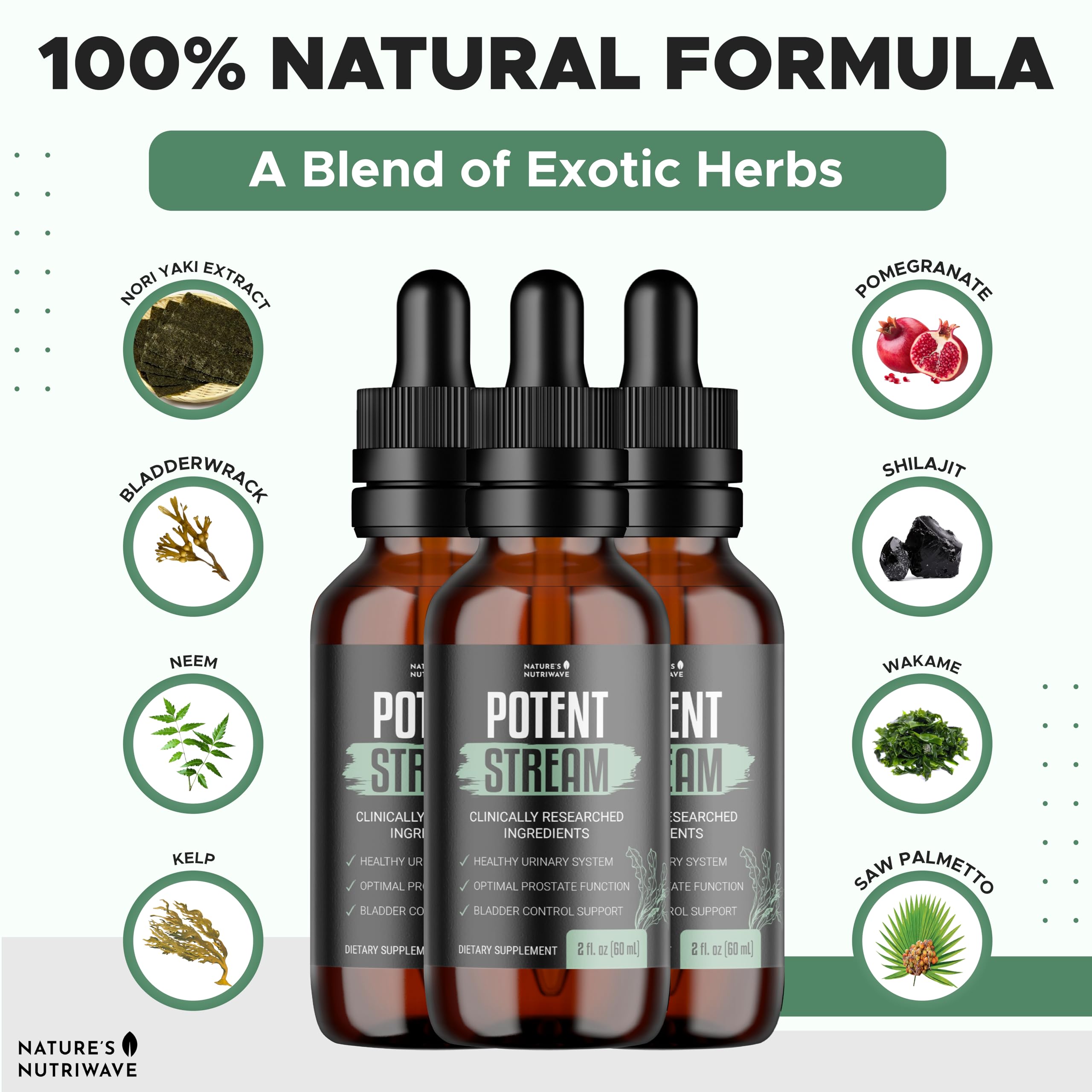 Nature’s NutriWave PotentStream Saw Palmetto 222g packaging