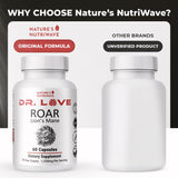 Nature’s NutriWave ROAR Lion’s Mane Mushroom Capsules bottle open with capsules