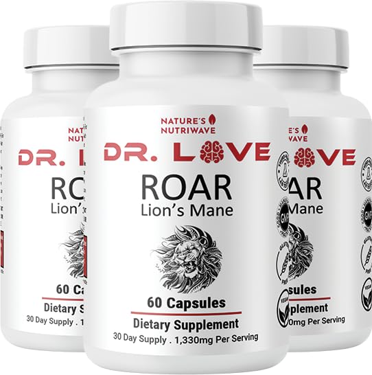 Nature’s NutriWave ROAR Lion’s Mane Mushroom Supplement front view