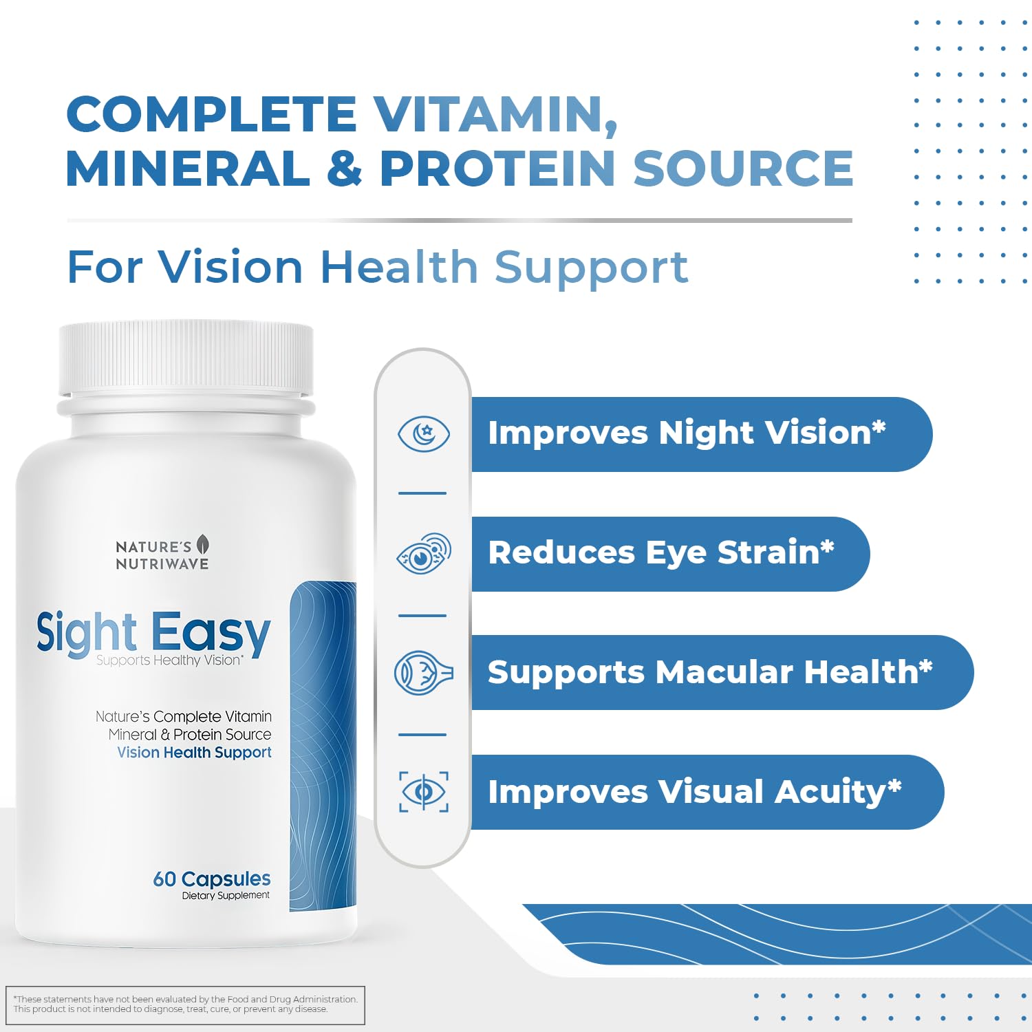 Nature’s NutriWave Sight Easy Eye Supplement side view