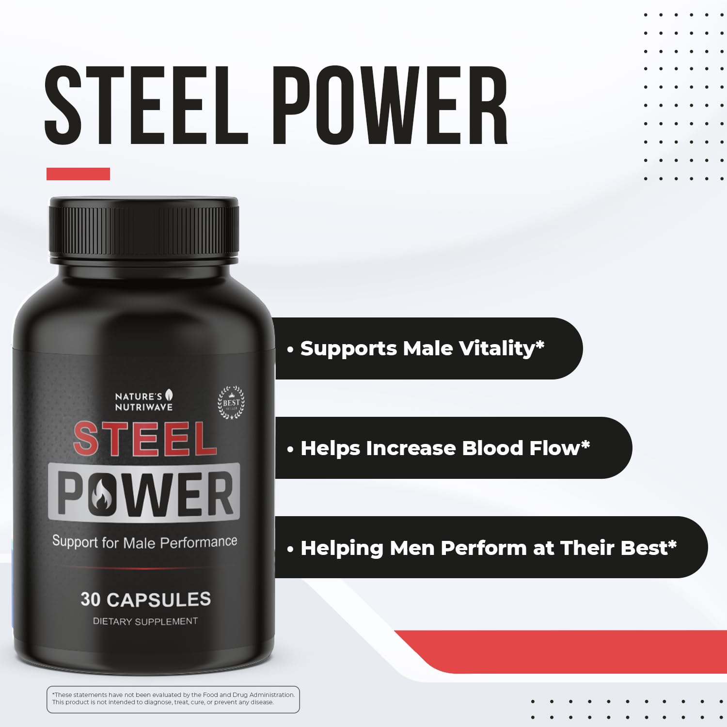 Nature's NutriWave Steel Power daily supplement bottle side view
