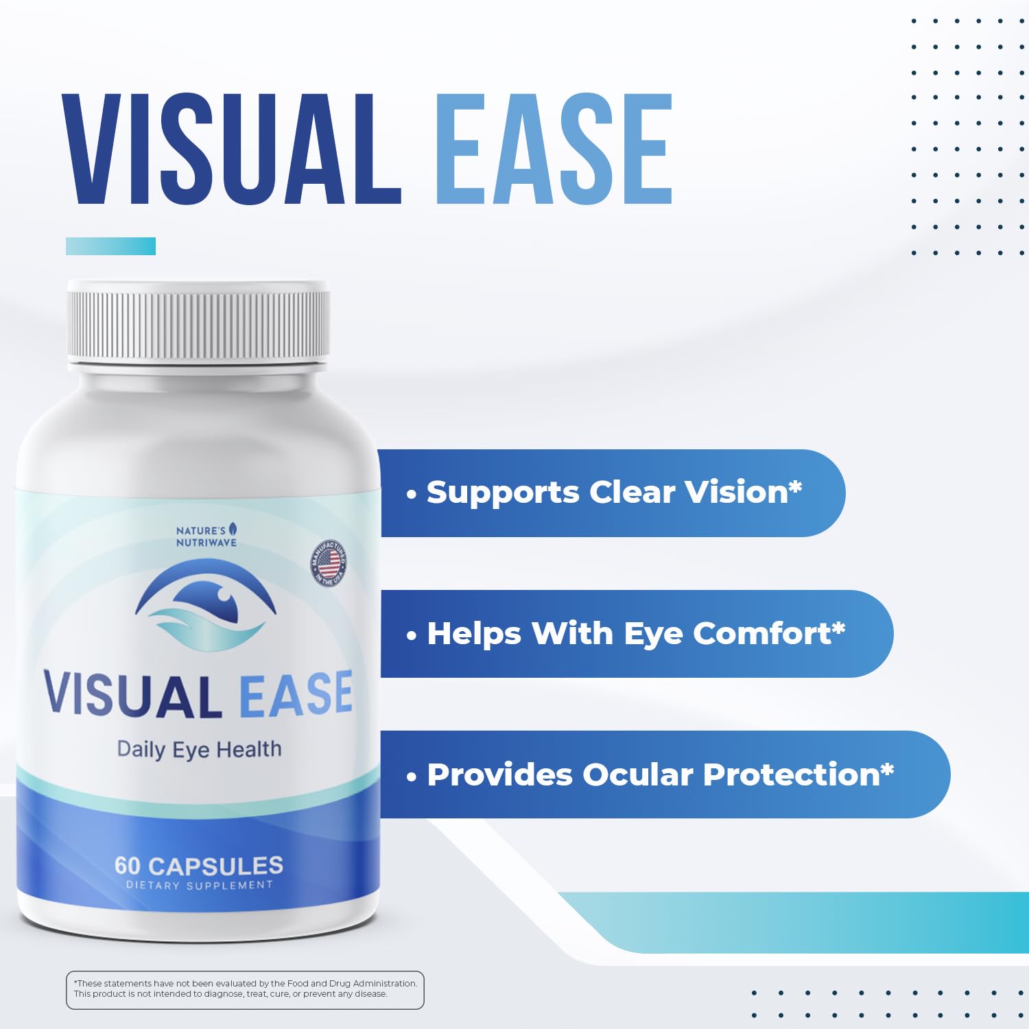 Nature’s NutriWave Visual Ease Eye Supplement bottle side view
