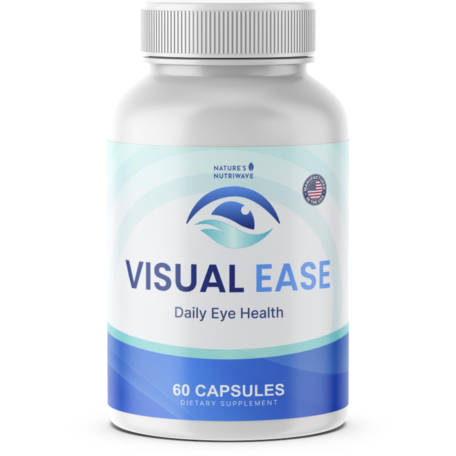 Nature’s NutriWave Visual Ease Eye Supplement front view with 60 capsules