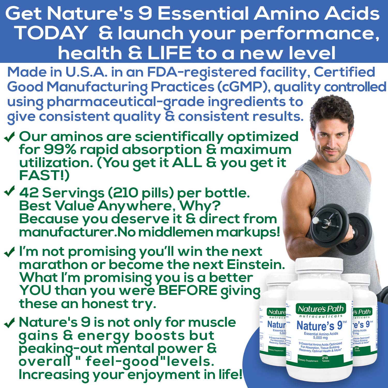 NATURE'S PATH NUTRACEUTICALS 9 Essential Amino Acids capsules side view