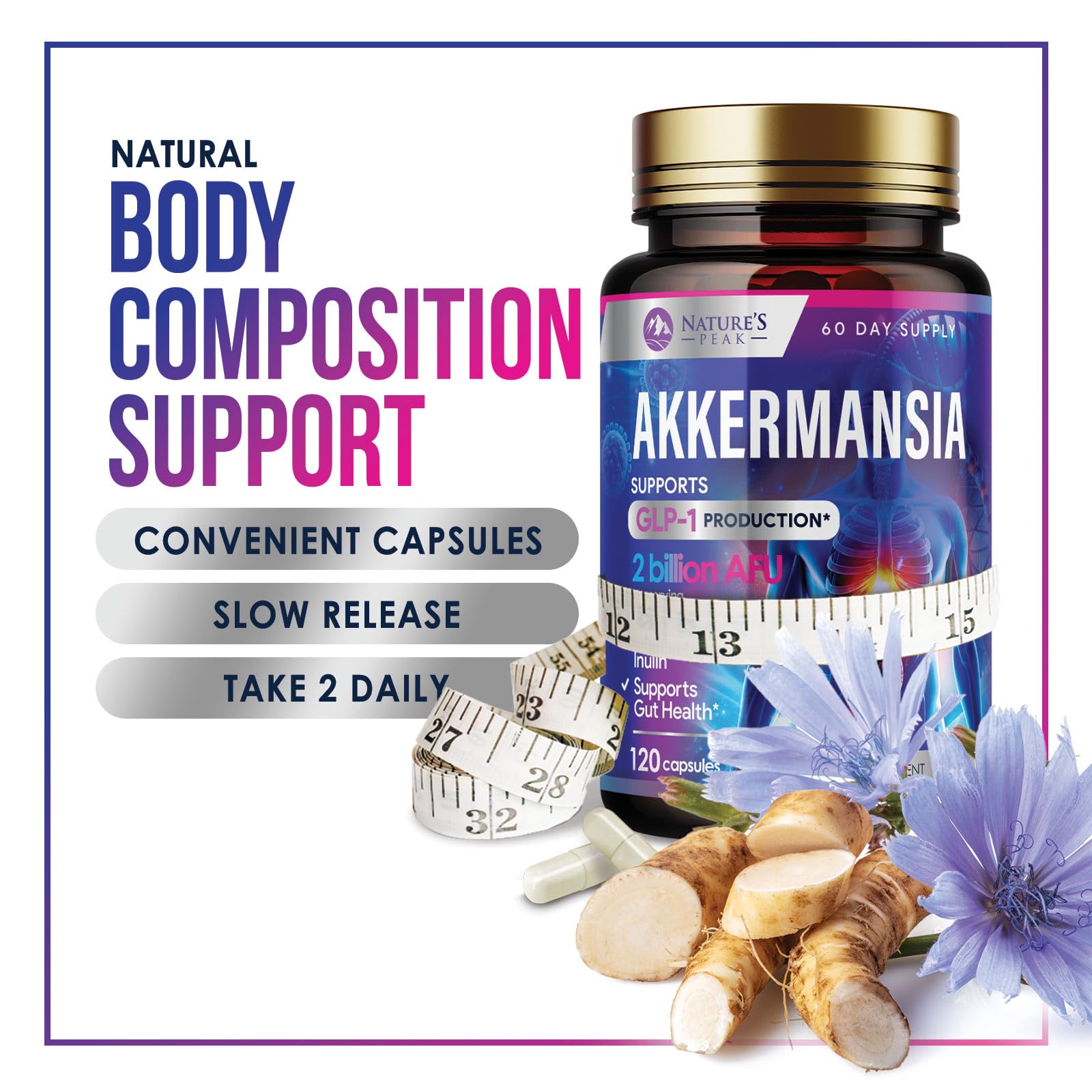 Nature's Peak Akkermansia Probiotic Supplement 100g capsule in hand