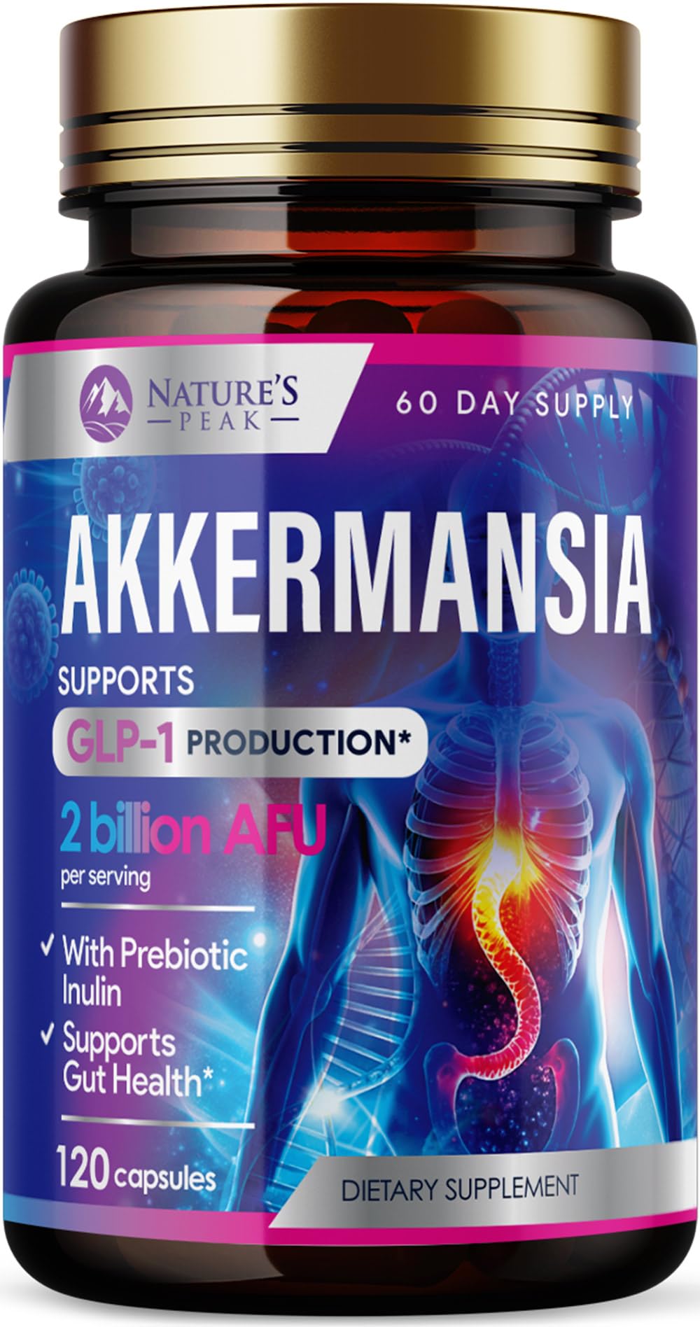 Nature's Peak Akkermansia Probiotic Supplement 100g front view