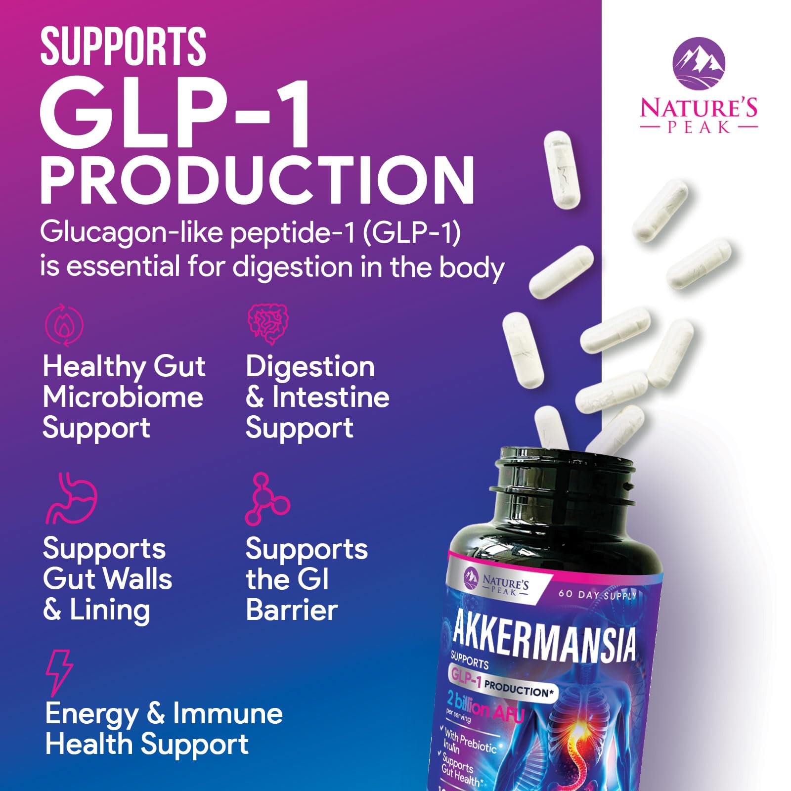 Nature's Peak Akkermansia Probiotic Supplement 100g ingredients list