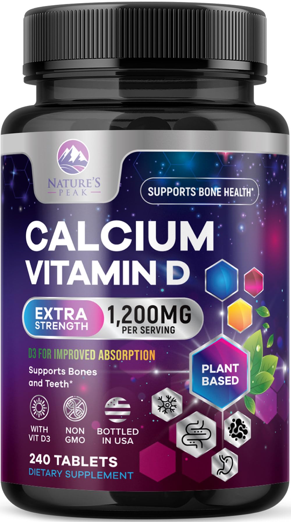 Nature's Peak Calcium D3 Supplement 1200mg front view