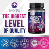 Nature's Peak Calcium D3 Supplement 1200mg tablets close-up