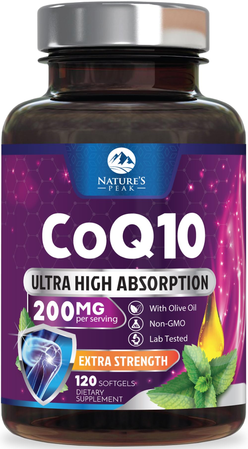Nature's Peak CoQ10 200mg softgel front view