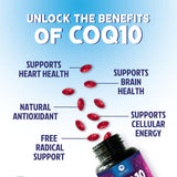 Nature's Peak CoQ10 softgel on a wooden surface
